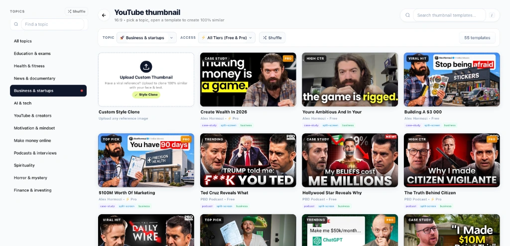 BigFruit YouTube Thumbnail Studio and 55+ Viral Style Templates